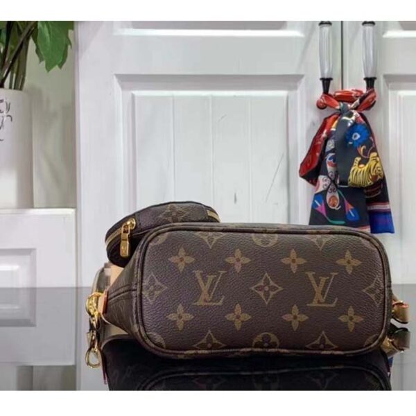 Louis Vuitton LV Women Neverfull BB Beige Monogram Coated Canvas Natural Cowhide Leather - Image 6