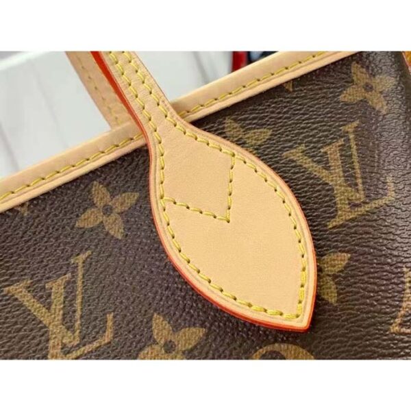 Louis Vuitton LV Women Neverfull BB Beige Monogram Coated Canvas Natural Cowhide Leather - Image 9