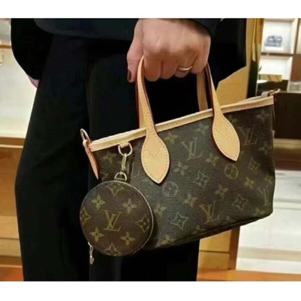 Louis Vuitton LV Women Neverfull BB Beige Monogram Coated Canvas Natural Cowhide Leather - Image 13