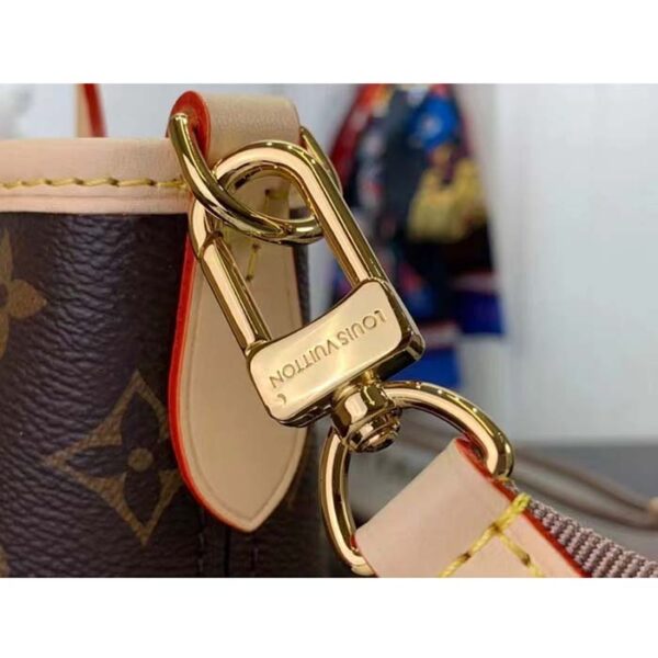 Louis Vuitton LV Women Neverfull BB Beige Monogram Coated Canvas Natural Cowhide Leather - Image 11