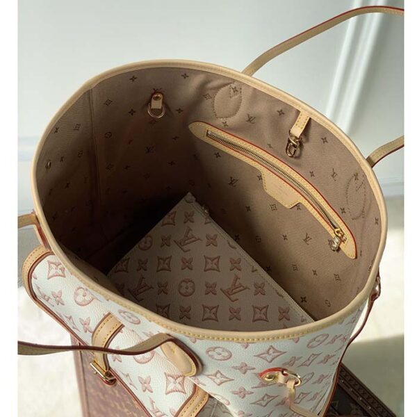 Louis Vuitton LV Women Neverfull MM Tote Bag Beige Monogram Coated Canvas - Image 6