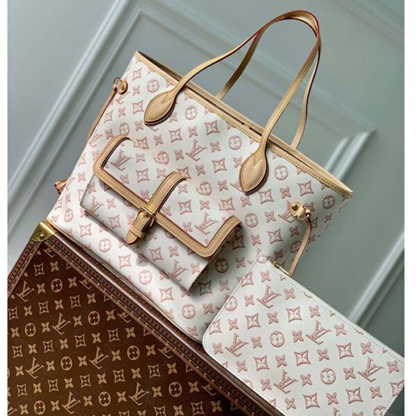 Louis Vuitton LV Women Neverfull MM Tote Bag Beige Monogram Coated Canvas - Image 2