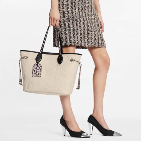 Louis Vuitton LV Women Neverfull MM Tote Bag Wild at Heart Cream Embossed Supple Grained Cowhide - Image 13