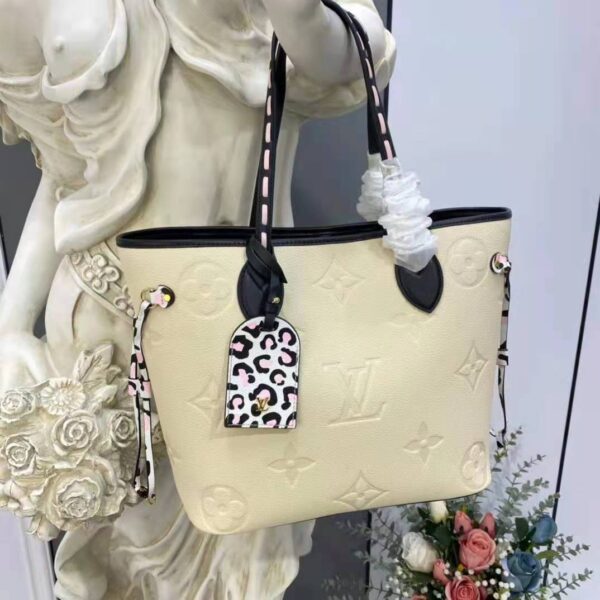 Louis Vuitton LV Women Neverfull MM Tote Bag Wild at Heart Cream Embossed Supple Grained Cowhide - Image 4