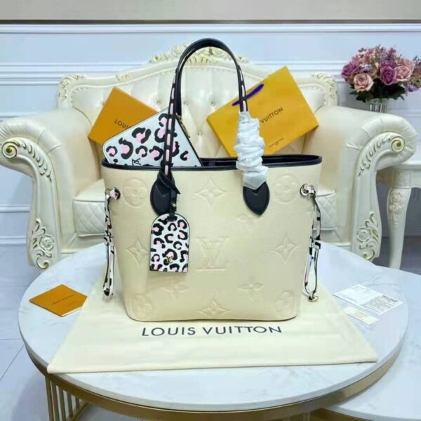 Louis Vuitton LV Women Neverfull MM Tote Bag Wild at Heart Cream Embossed Supple Grained Cowhide - Image 5