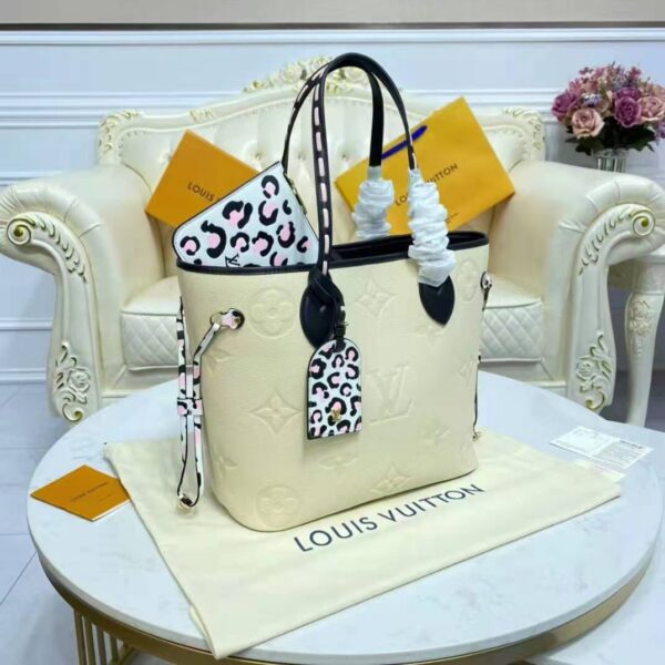 Louis Vuitton LV Women Neverfull MM Tote Bag Wild at Heart Cream Embossed Supple Grained Cowhide - Image 7