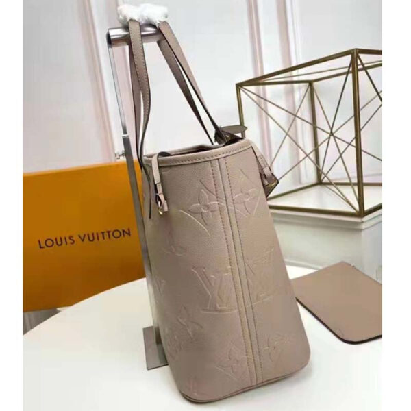 Louis Vuitton LV Women Neverfull MM Tote Beige Embossed Cowhide Leather - Image 6