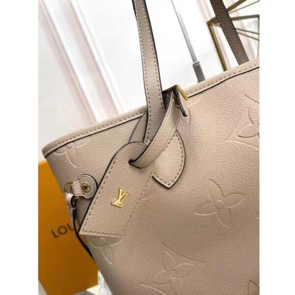 Louis Vuitton LV Women Neverfull MM Tote Beige Embossed Cowhide Leather - Image 9