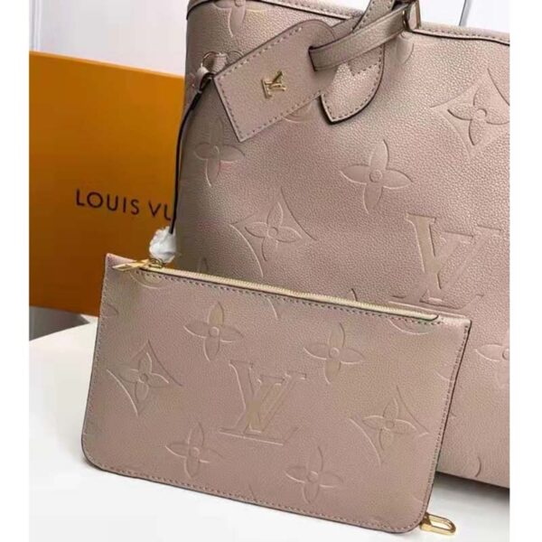 Louis Vuitton LV Women Neverfull MM Tote Beige Embossed Cowhide Leather - Image 8