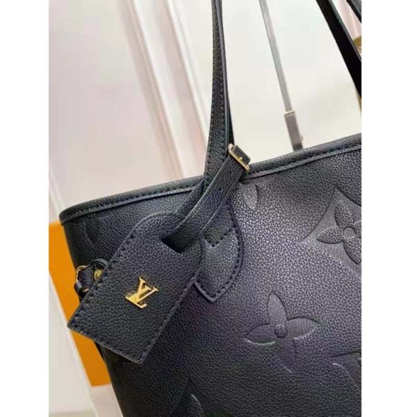 Louis Vuitton LV Women Neverfull MM Tote Black Embossed Cowhide Leather - Image 8