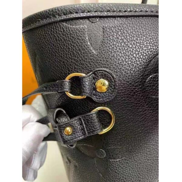 Louis Vuitton LV Women Neverfull MM Tote Black Embossed Cowhide Leather - Image 9