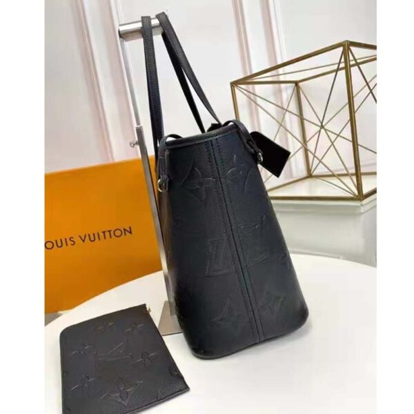 Louis Vuitton LV Women Neverfull MM Tote Black Embossed Cowhide Leather - Image 5