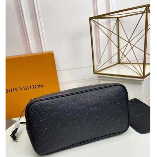 Louis Vuitton LV Women Neverfull MM Tote Black Embossed Cowhide Leather - Image 6