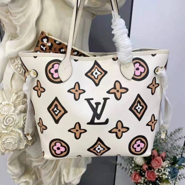Louis Vuitton LV Women Neverfull MM Tote Cream Monogram Coated Canvas - Image 3