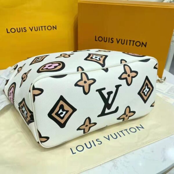 Louis Vuitton LV Women Neverfull MM Tote Cream Monogram Coated Canvas - Image 8