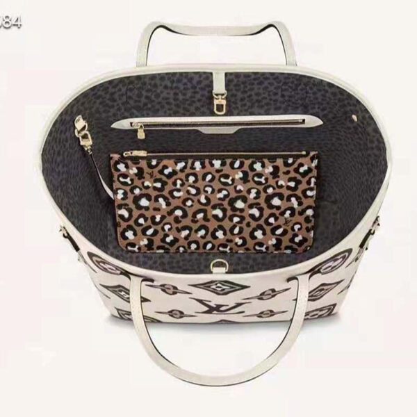 Louis Vuitton LV Women Neverfull MM Tote Cream Monogram Coated Canvas Cowhide Leather - Image 4