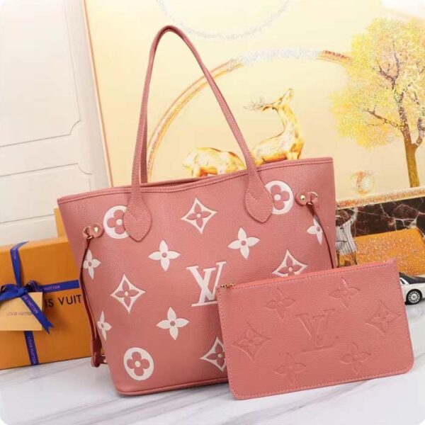Louis Vuitton LV Women Neverfull MM Tote Cream Monogram Coated Canvas Cowhide Leather - Image 3