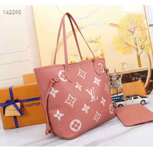 Louis Vuitton LV Women Neverfull MM Tote Cream Monogram Coated Canvas Cowhide Leather - Image 4