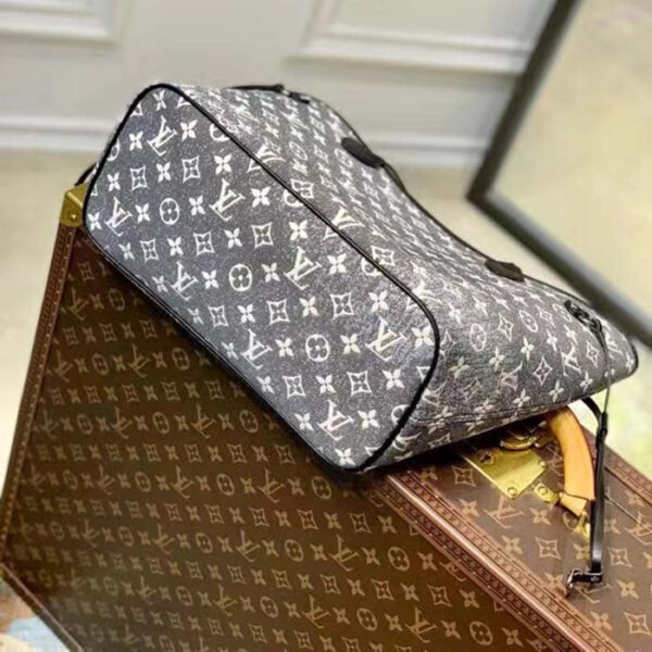Louis Vuitton LV Women Neverfull MM Tote Gray Denim Textile Jacquard - Image 8