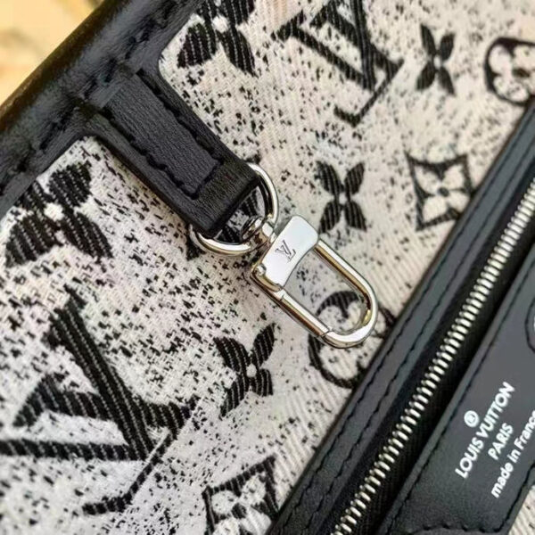 Louis Vuitton LV Women Neverfull MM Tote Gray Denim Textile Jacquard - Image 13