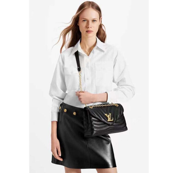 Louis Vuitton LV Women New Wave Chain Bag GM Black Quilted Smooth Calf Leather - Image 11