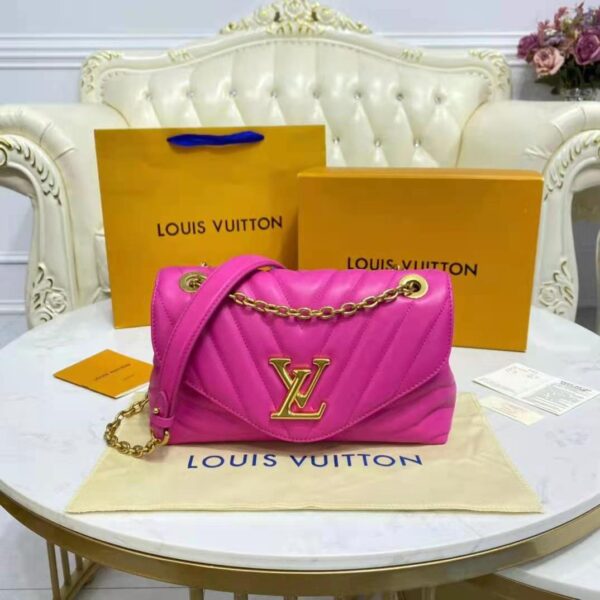 Louis Vuitton LV Women New Wave Chain Bag Handbag Agathe Pink Smooth Cowhide Leather - Image 5