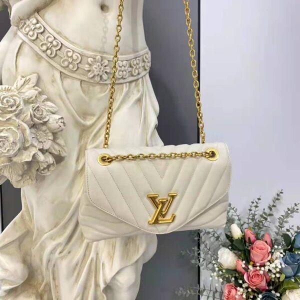 Louis Vuitton LV Women New Wave Chain Bag Handbag White Smooth Cowhide Leather - Image 4