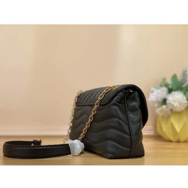 Louis Vuitton LV Women New Wave Chain Bag MM Handbag Black Smooth Cowhide - Image 4