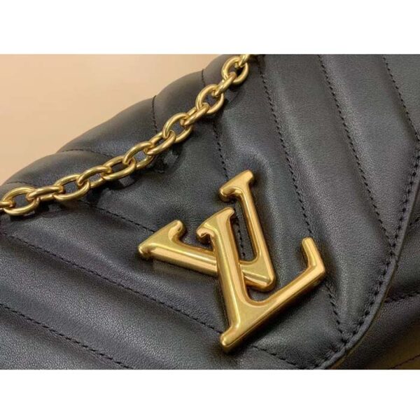 Louis Vuitton LV Women New Wave Chain Bag MM Handbag Black Smooth Cowhide - Image 6