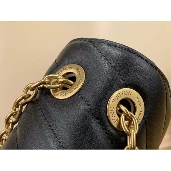 Louis Vuitton LV Women New Wave Chain Bag MM Handbag Black Smooth Cowhide - Image 7