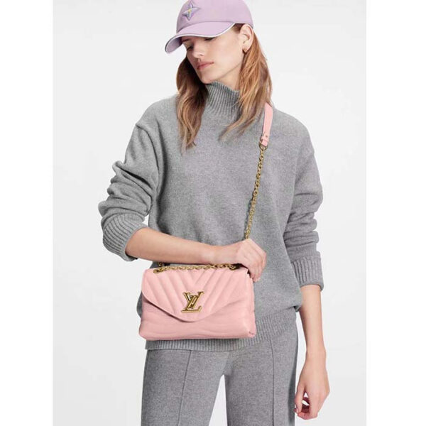 Louis Vuitton LV Women New Wave Chain Bag MM Handbag Pink Smooth Cowhide - Image 13