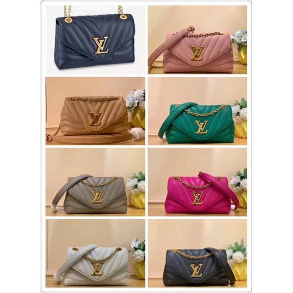 Louis Vuitton LV Women New Wave Chain Bag MM Handbag Black Smooth Cowhide - Image 11