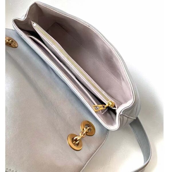 Louis Vuitton LV Women New Wave Chain Bag MM Metallic Gray Quilted Cowhide Leather - Image 7