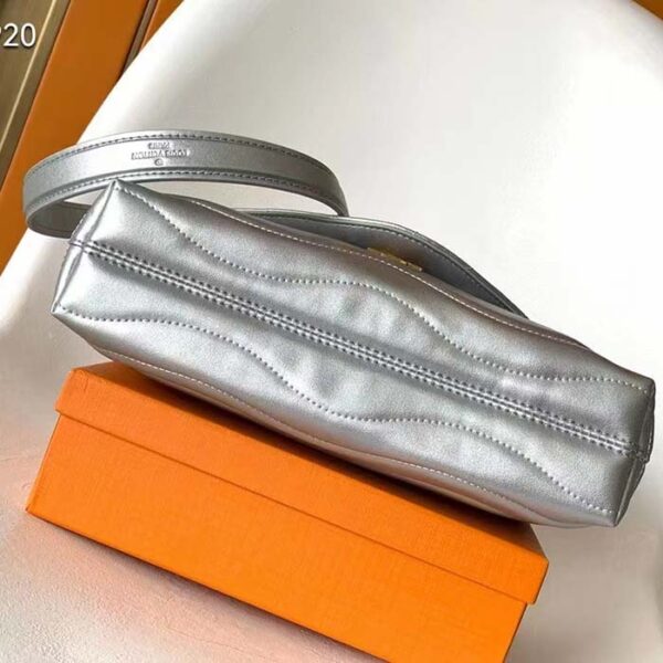 Louis Vuitton LV Women New Wave Chain Bag MM Metallic Gray Quilted Cowhide Leather - Image 5