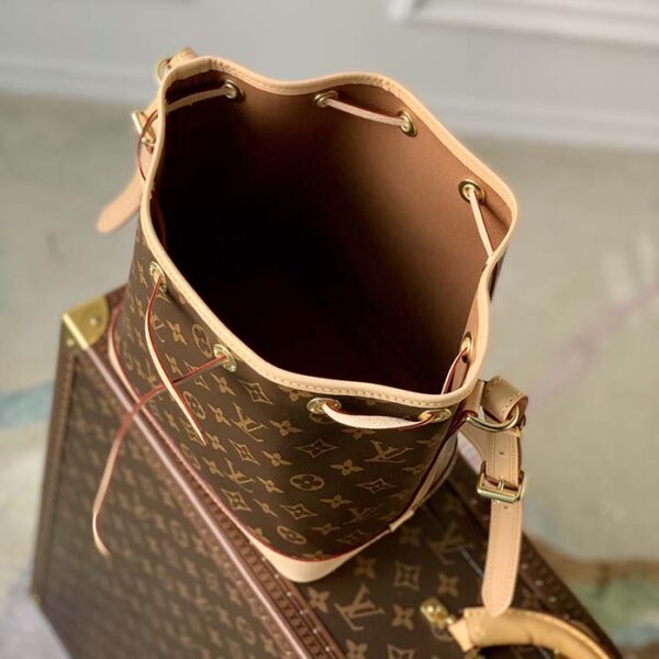 Louis Vuitton LV Women Noé BB Bucket Bag Monogram Coated Canvas Cowhide Leather - Image 5