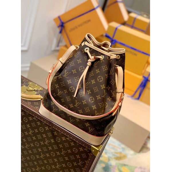 Louis Vuitton LV Women Noé Bucket Bag Brown Monogram Coated Canvas Cowhide Leather - Image 2