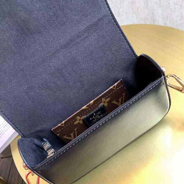 Louis Vuitton LV Women Officier Pouch Black Cowhide Leather Monogram-Canvas - Image 9