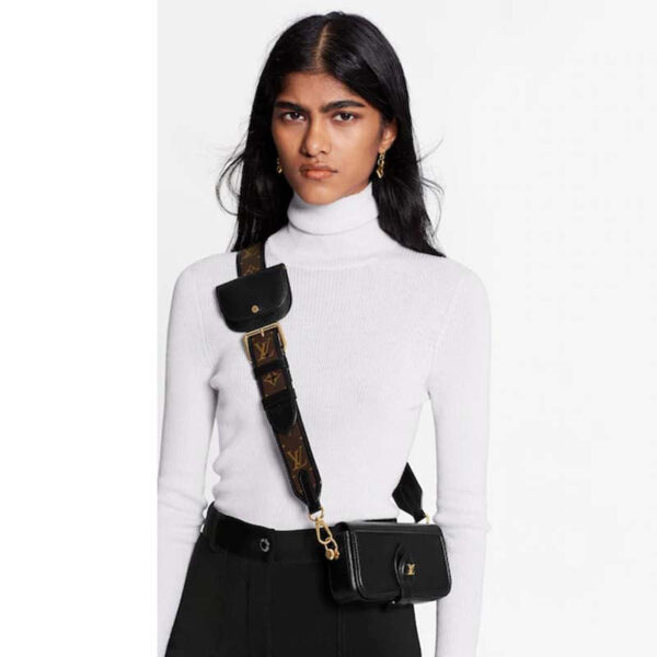Louis Vuitton LV Women Officier Pouch Black Cowhide Leather Monogram-Canvas - Image 15