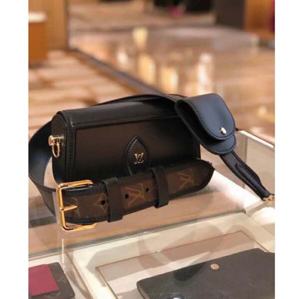 Louis Vuitton LV Women Officier Pouch Black Cowhide Leather Monogram-Canvas - Image 3