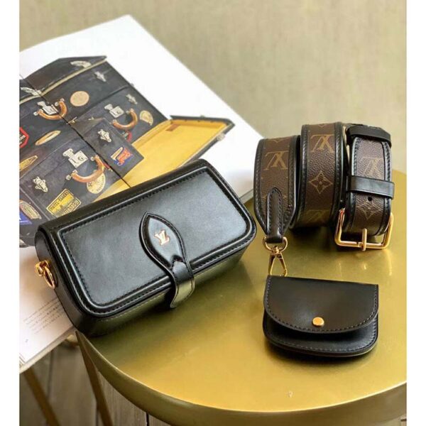 Louis Vuitton LV Women Officier Pouch Black Cowhide Leather Monogram-Canvas - Image 2