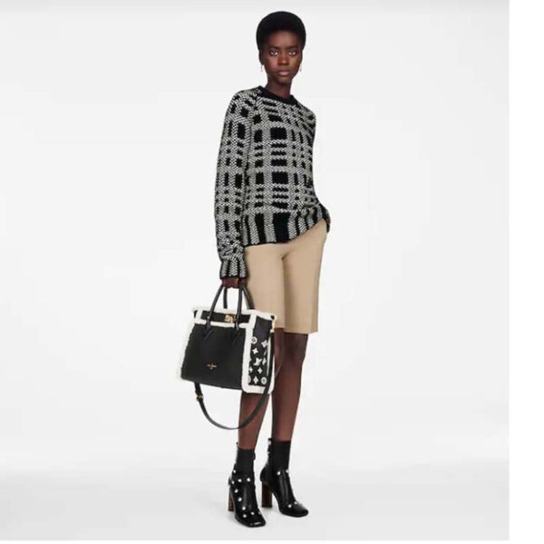 Louis Vuitton LV Women On My Side MM Handbag Black Shearling Grained Calf - Image 12