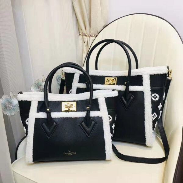 Louis Vuitton LV Women On My Side MM Handbag Black Shearling Grained Calf - Image 5