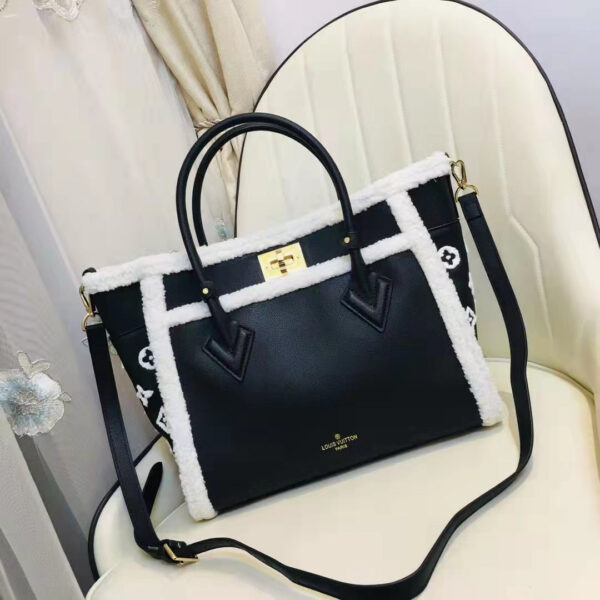 Louis Vuitton LV Women On My Side MM Handbag Black Shearling Grained Calf - Image 3