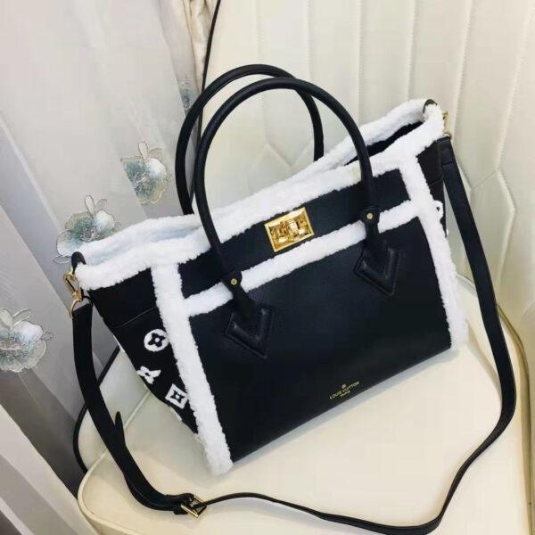 Louis Vuitton LV Women On My Side MM Handbag Black Shearling Grained Calf - Image 4