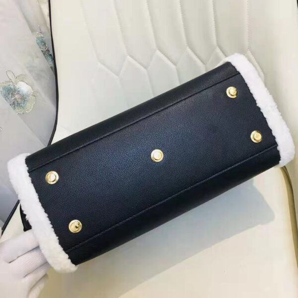 Louis Vuitton LV Women On My Side MM Handbag Black Shearling Grained Calf - Image 8