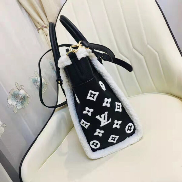 Louis Vuitton LV Women On My Side MM Handbag Black Shearling Grained Calf - Image 10