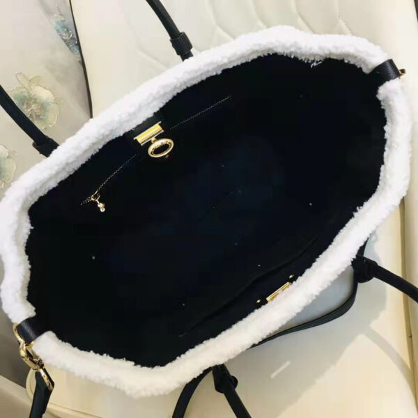 Louis Vuitton LV Women On My Side MM Handbag Black Shearling Grained Calf - Image 9