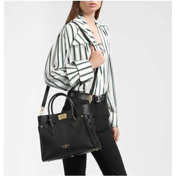 Louis Vuitton LV Women On My Side MM Tote Black Twist Calfskin Monogram Nappa Softy Leather - Image 14