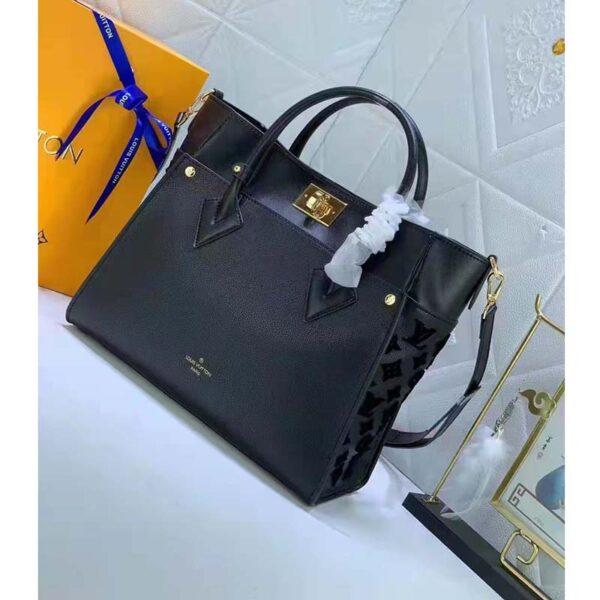 Louis Vuitton LV Women On My Side MM Tote Black Twist Calfskin Monogram Nappa Softy Leather - Image 3