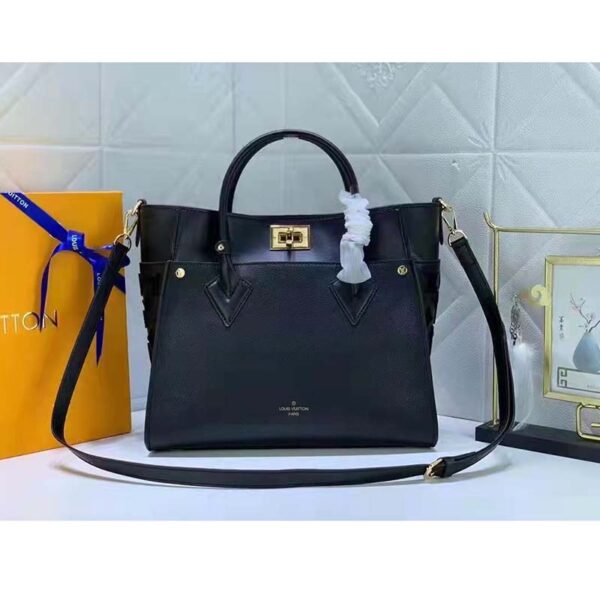 Louis Vuitton LV Women On My Side MM Tote Black Twist Calfskin Monogram Nappa Softy Leather - Image 2